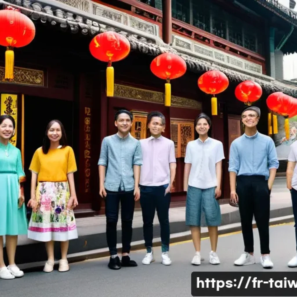 대만 내 사회적 갈등 사례 - **Prompt:** A vibrant and dynamic street scene in Taipei, depicting a diverse group of young Taiwane...