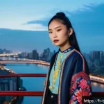 Home 21 대만의 패션 브랜드 소개 - A modern Taiwanese streetwear outfit blending traditional embroidery motifs with contemporary urban ...