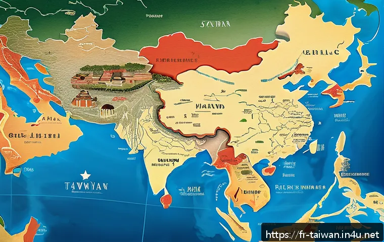 중화민국과 중화인민공화국 차이 - A detailed political map illustration showing the island of Taiwan and the Chinese mainland, highlig...